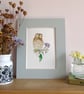 Tawny Owl and Ivy Berries A5 Giclée Fine Art Print - Image 4