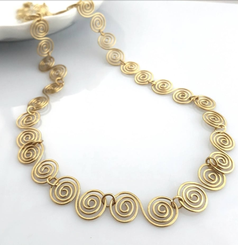 Celtic Gold spiral necklaces gold jewellery Christmas gifts for her birthday 
