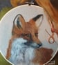 2D needlefelted fox portrait fibre art
