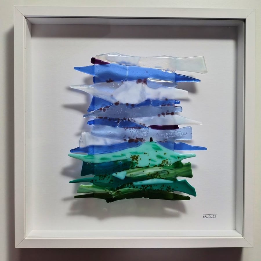 Pastel Colour Glastonbury Tor - Fused Glass Wall Art Picture, Abstract Landscape