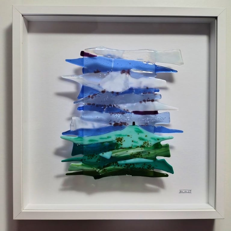 Pastel Colour Glastonbury Tor - Fused Glass Wall Art Picture, Abstract Landscape