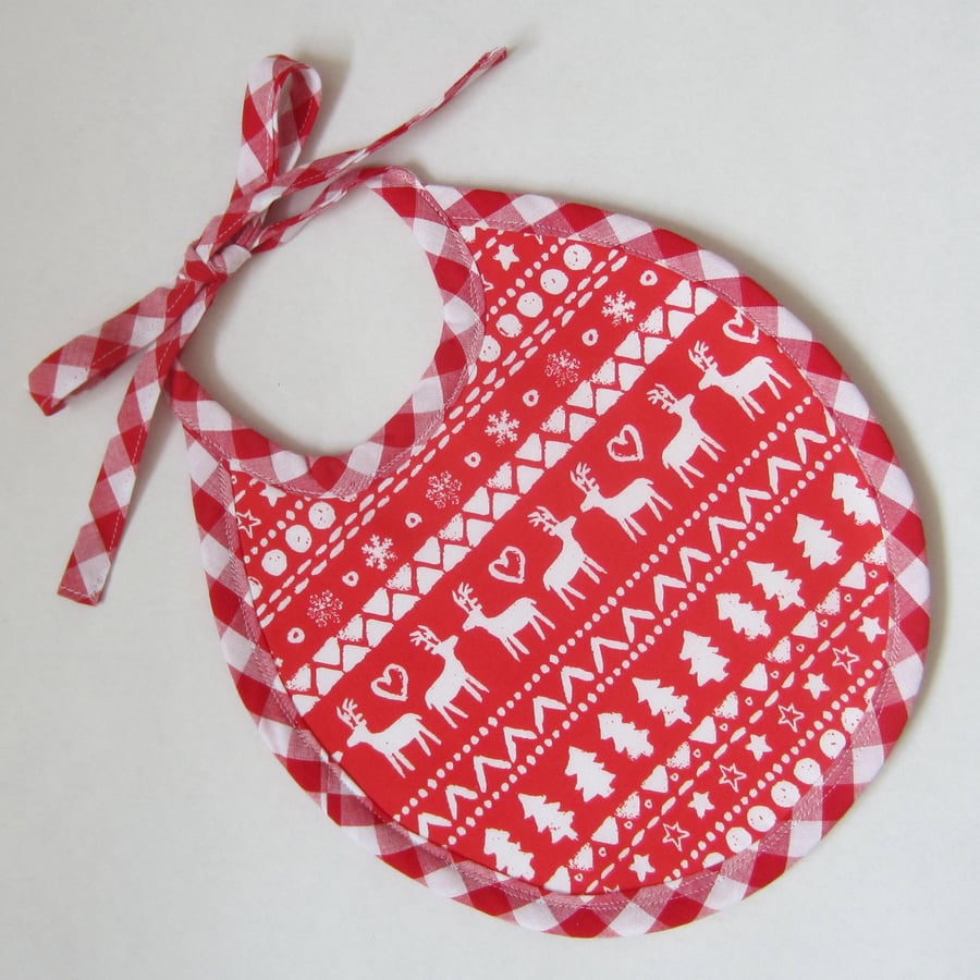 First Size Babies Christmas Scandi Stag and Trees Bib