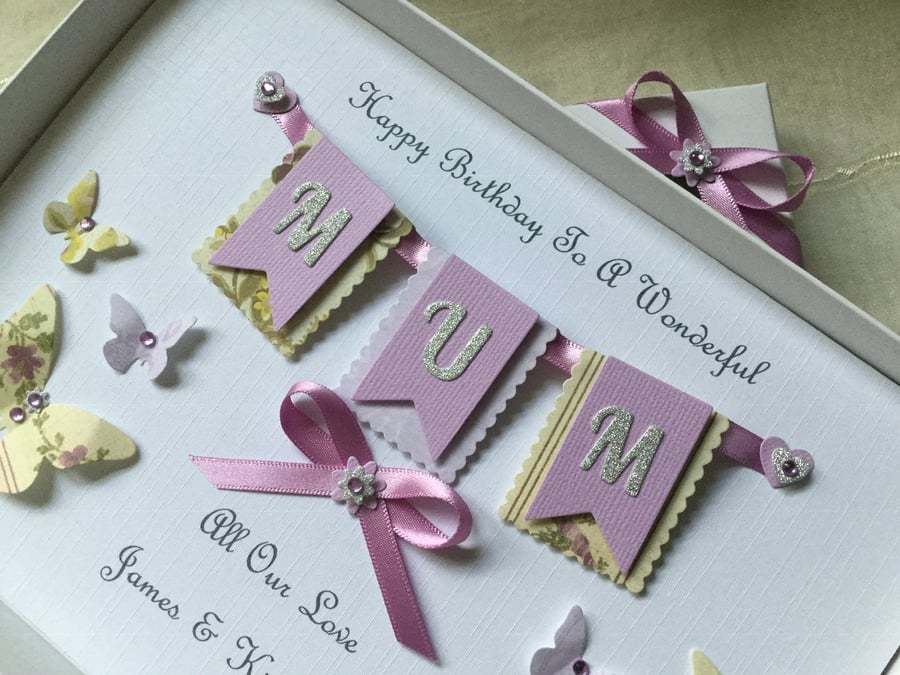 Personalised Handmade Gift Boxed Birthday Card Mum Wife Nan 50 60 70 Any Age