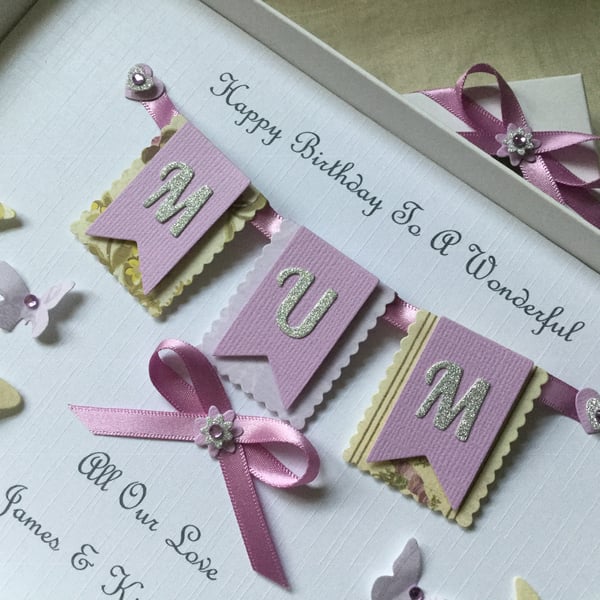 Personalised Handmade Gift Boxed Birthday Card Mum Wife Nan 50 60 70 Any Age