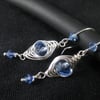 Sterling silver blue herringbone earrings 