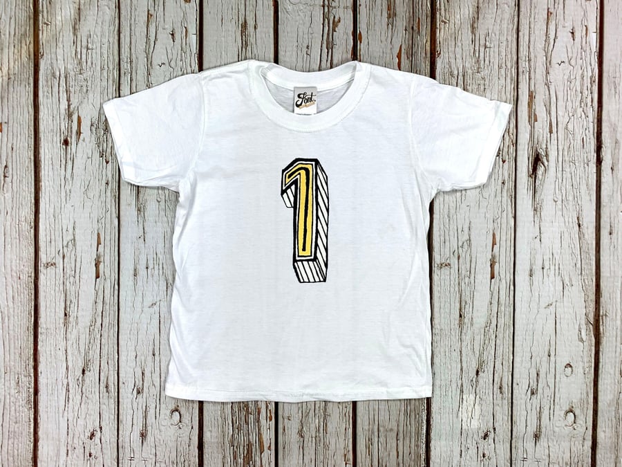 Number 1 Kids T-shirt- First Birthday- Boys & Girls One Tee- 1st year baby! Age 