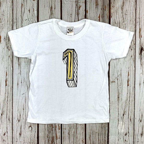 Number 1 Kids T-shirt- First Birthday- Boys & Girls One Tee- 1st year baby! Age 