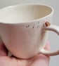 Handmade Ceramic Robin Cup with Birdprints and Musical Notes Made TO ORDER Mug - Image 2