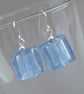 Pale Blue Fused Glass Earrings - Powder Blue Drop Earrings - Cornflower Blue - Image 1