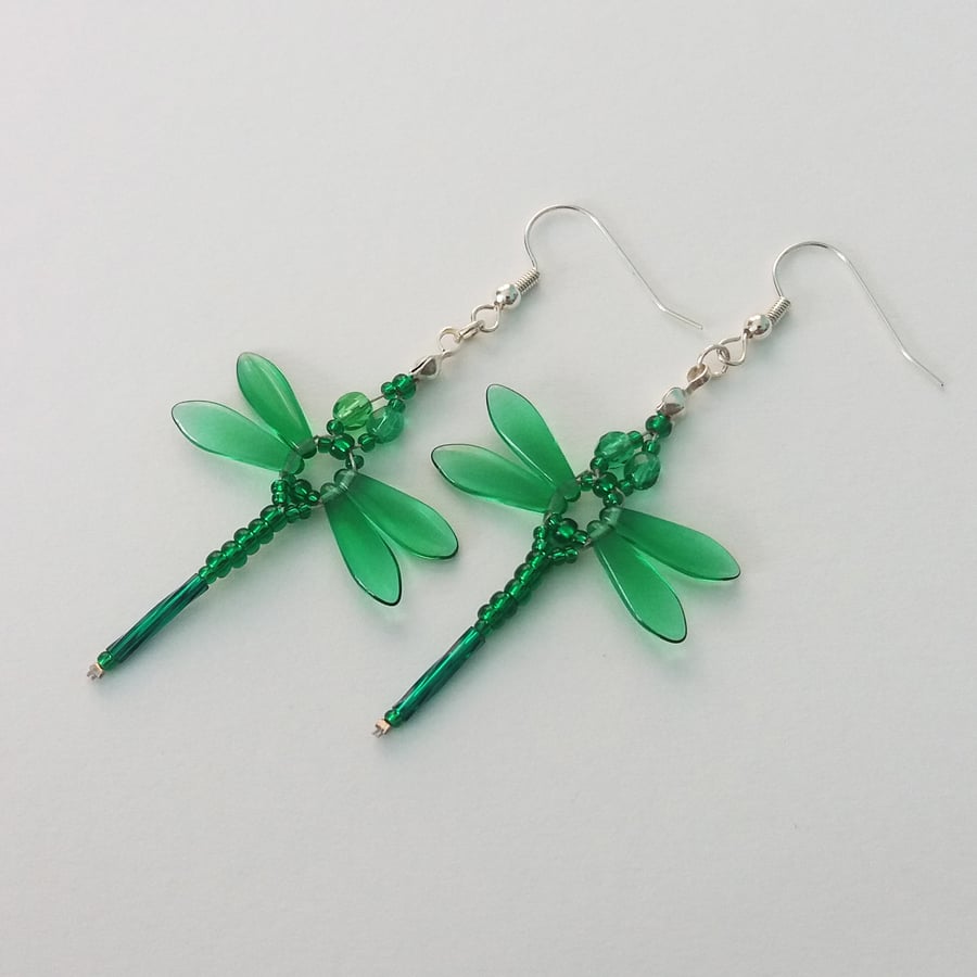 Beaded Dragonflies Earrings – Green