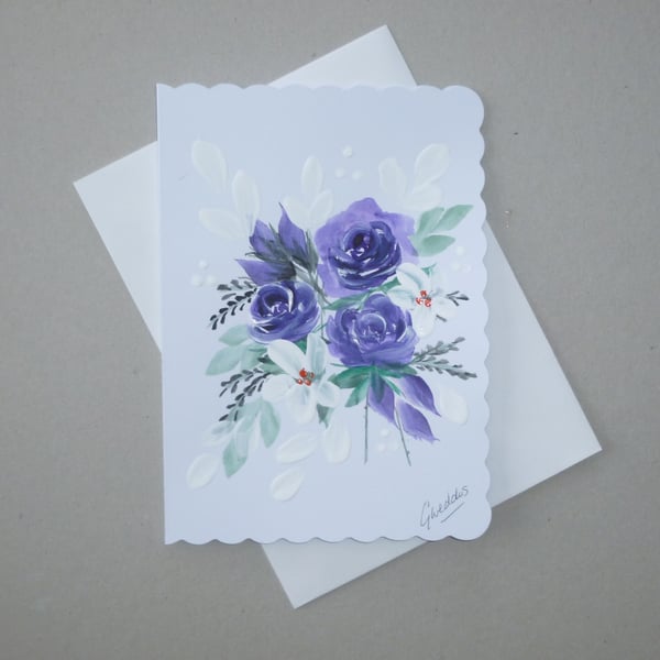 original art hand painted blank greetings card ( ref FA 472 M1 )