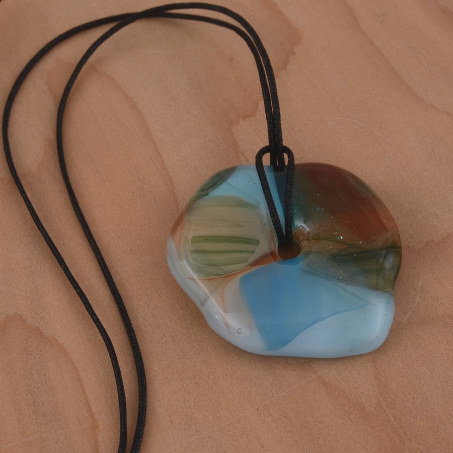 Blue, Green and Orange Glass Necklace