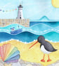 Oystercatcher Framed Print. Seaside Watercolour Art Painting. East Neuk of Fife. - Image 1