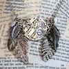 Steampunk Watch Part Leaf Feather Dreamcatcher Gold Necklace