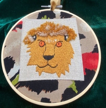 Magnificent lion embroidery hoop