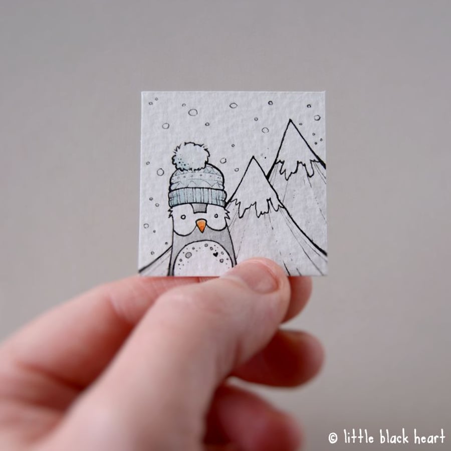 mountain penguin - original miniature artwork