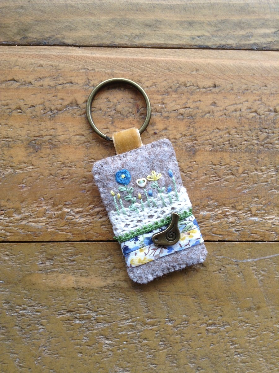Liberty fabric and felt key ring.