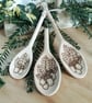 Three pyrography acorn & oak leaf wooden spoons