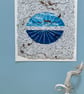 Original Lino Print on Textured Hand Crafted Upcycled Paper - Horizons - Image 3