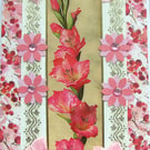 Pink Gladioli Flower - Hand Crafted Decoupage Greeting Card - Blank 3269
