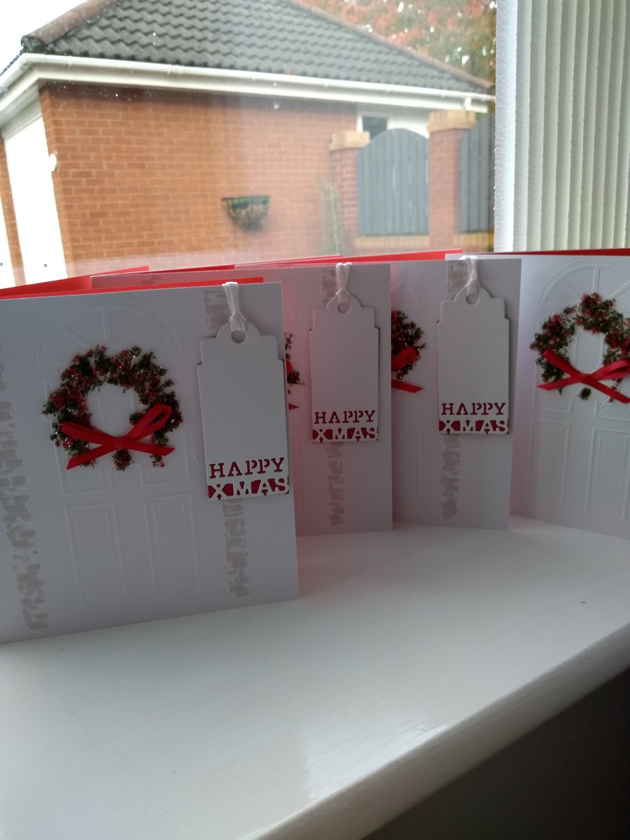 Pack of 4 festive door Christmas cards