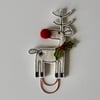 'Reindeer with Holly' - Handmade Bookmark