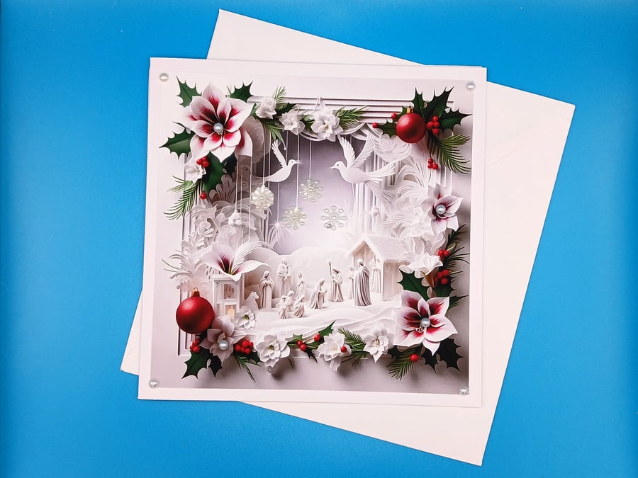 Religious Christmas Card, Large, Handmade, Parents, Wife, Husband, Daughter, Son