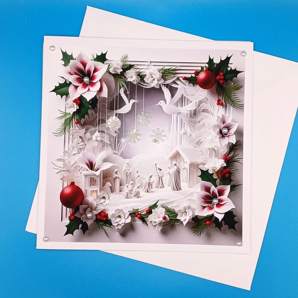 Religios Christmas Card, Large, Handmade, Parents, Wife, Husband, Daughter, Son