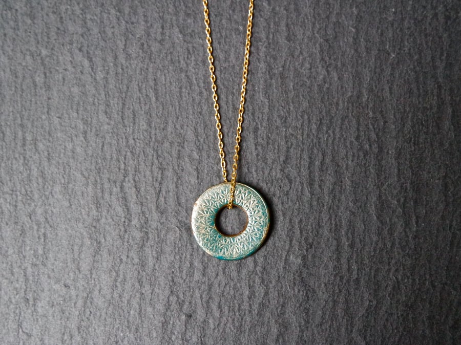 Vermeil Sterling Silver Necklace - Coin turquoise