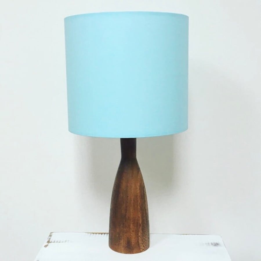 Handmade plain pale blue drum lampshade