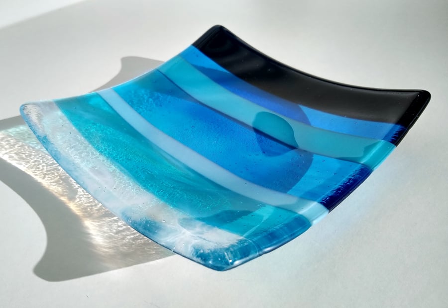 Seaside fused glass dish