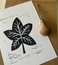 'Autumn Leaf' A5 Original Lino Print  - Image 2