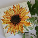 Yellow Gold Sunflower - original acrylic mixed media painting