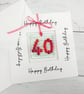 40th Birthday Card; Fused Glass 40th Anniversary Keepsake - Image 2