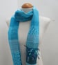 Bright Turquoise Handwoven Scrap Scarf - Image 2