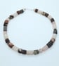 Porcelain Jasper, Rose Quartz Pink Tube Gemstone Necklace - Image 1