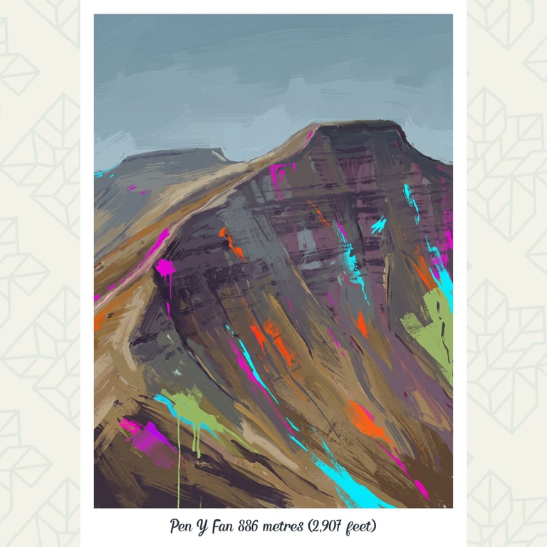 Pen y Fan Art Print – Vibrant Coloursplash Landscape – A3 Unframed