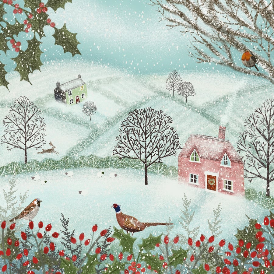 Winter Fields, blank greetings card
