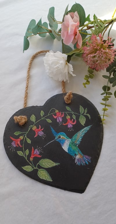 Hand-painted slate heart