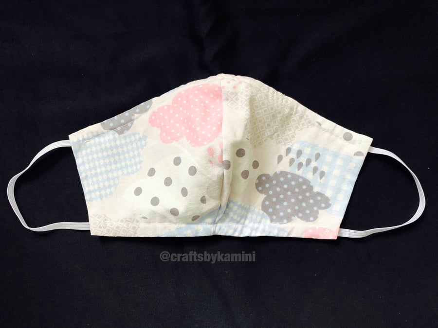 Washable face covering with nose wire and filter pocket (postage included)