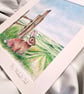 Watercolour print of a Southdowns Sussex Rabbit - Image 5