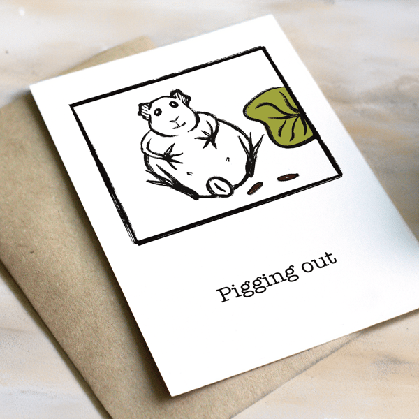 Pigging out Guinea Pig card blank inside