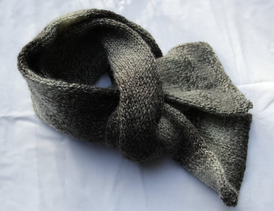 Hand Knitted Random Grey Shades Alpaca & Mohair Mix Scarf