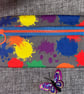 Pencil Case. Splat paint mark style with Orange Zipper