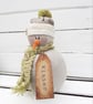 Handmade One of a Kind Primitive Snowman Decoration Free Standing - Image 4