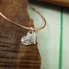 Copper Stacking Bangle with Sterling Silver Heart Charm 