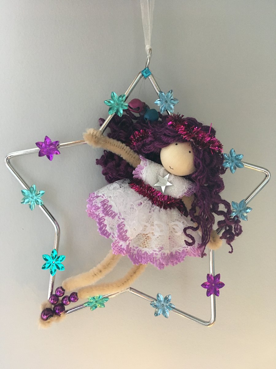 Fairy In Star Hanging Christmas Tree Decoration