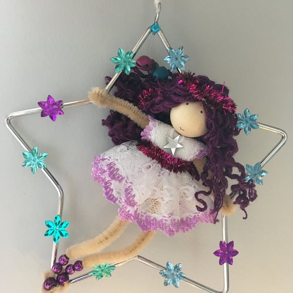Fairy In Star Hanging Christmas Tree Decoration