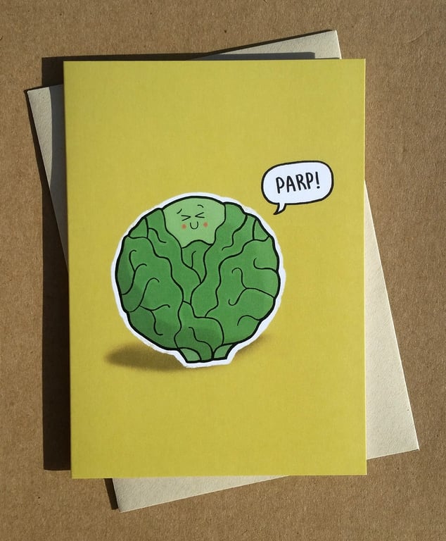 Windy Sprout Christmas Card A6 - Funny Rude Humour Xmas Greetings Card