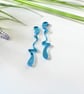 Blue Acrylic Squiggle Anstract Earrings - Image 7